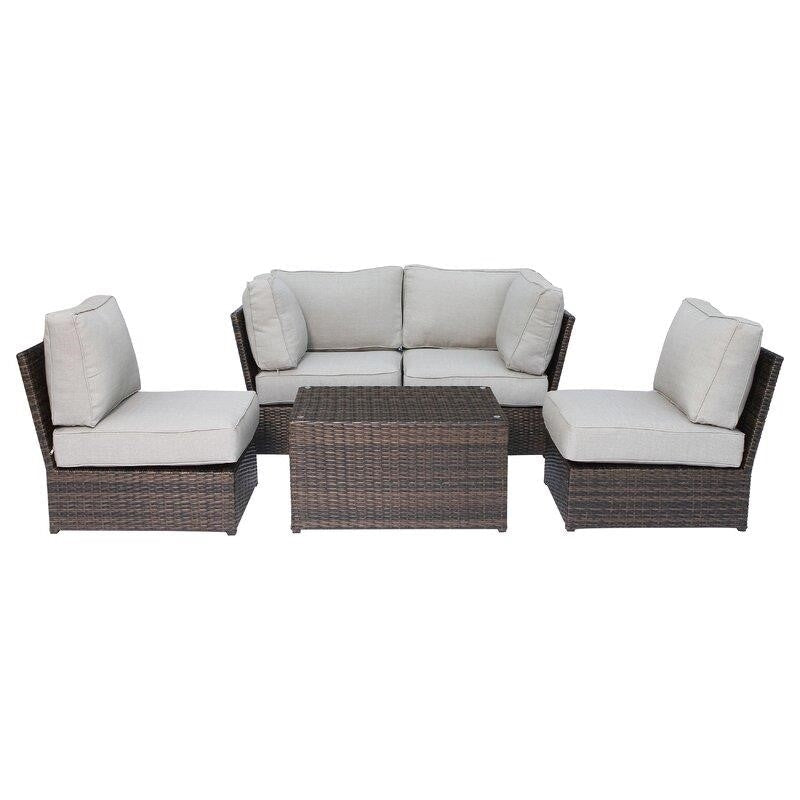 Widener Wicker/Rattan 4 Person Seating Group with Cushions